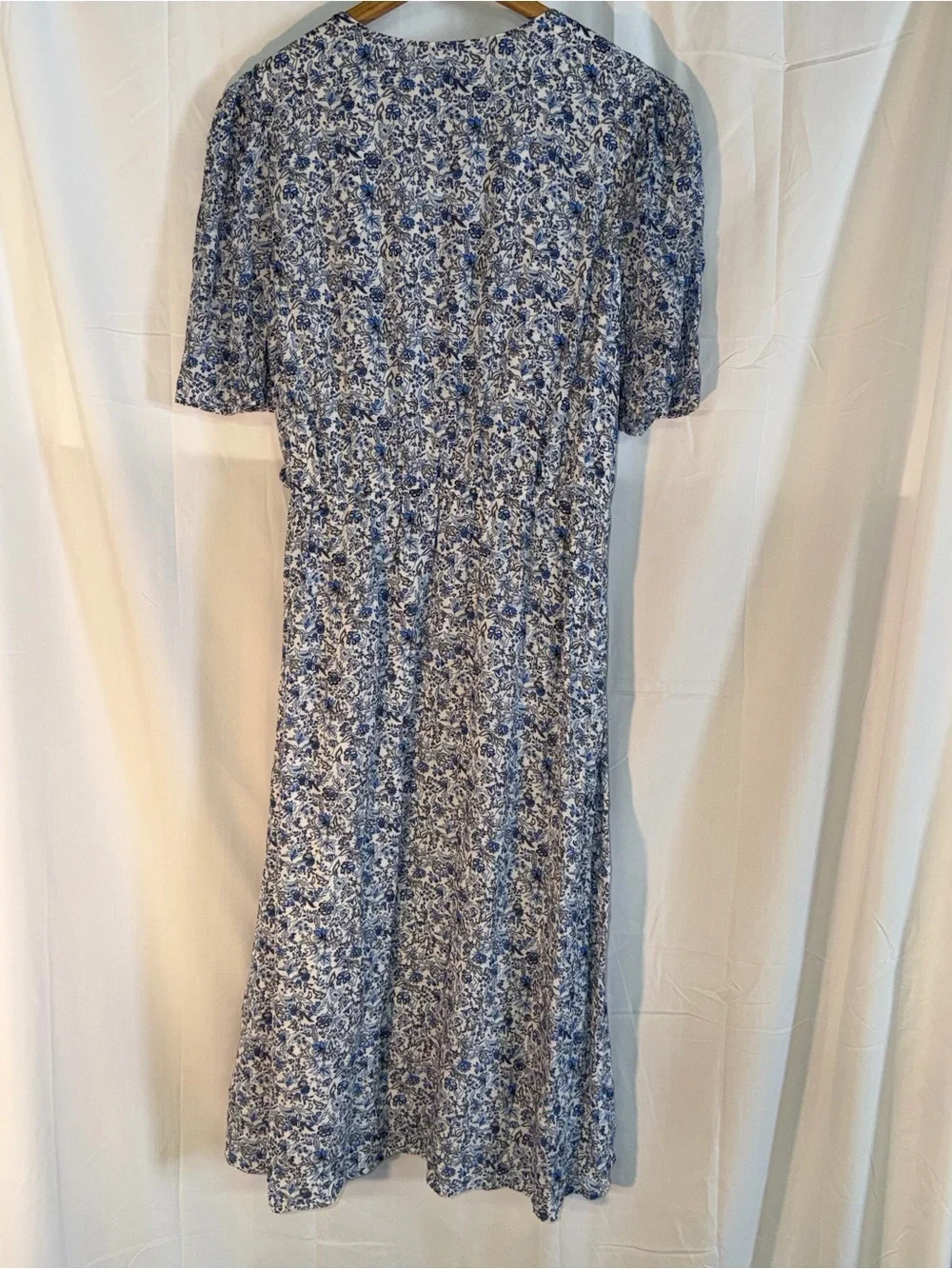LOFT Light Blue Floral Midi Dress